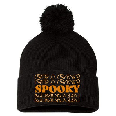 Spooky Season Retro Halloween Pom Pom 12in Knit Beanie