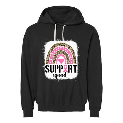 Support Squad Rainbow Pink Warrior Breast Cancer Awareness Garment-Dyed Fleece Hoodie