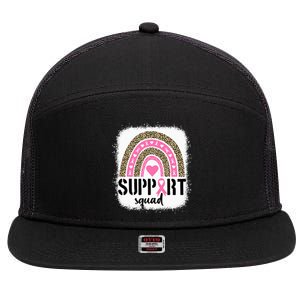 Support Squad Rainbow Pink Warrior Breast Cancer Awareness 7 Panel Mesh Trucker Snapback Hat