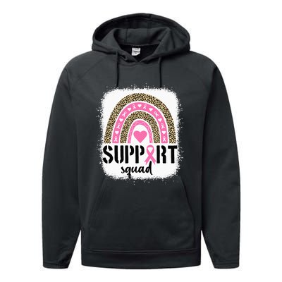 Support Squad Rainbow Pink Warrior Breast Cancer Awareness Performance Fleece Hoodie