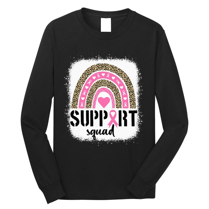 Support Squad Rainbow Pink Warrior Breast Cancer Awareness Long Sleeve Shirt