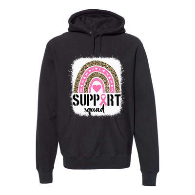 Support Squad Rainbow Pink Warrior Breast Cancer Awareness Premium Hoodie