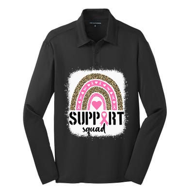 Support Squad Rainbow Pink Warrior Breast Cancer Awareness Silk Touch Performance Long Sleeve Polo