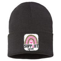 Support Squad Rainbow Pink Warrior Breast Cancer Awareness Sustainable Knit Beanie