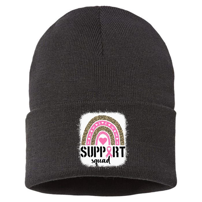 Support Squad Rainbow Pink Warrior Breast Cancer Awareness Sustainable Knit Beanie