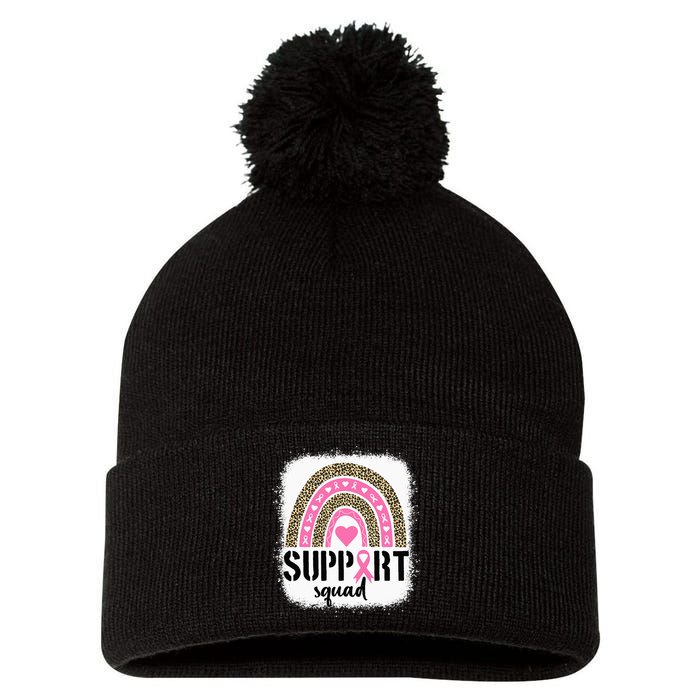 Support Squad Rainbow Pink Warrior Breast Cancer Awareness Pom Pom 12in Knit Beanie