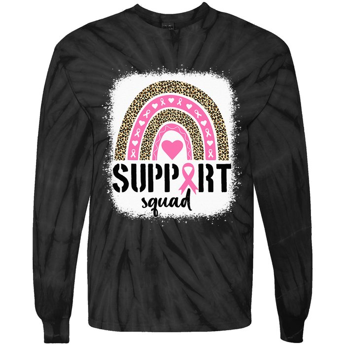 Support Squad Rainbow Pink Warrior Breast Cancer Awareness Tie-Dye Long Sleeve Shirt