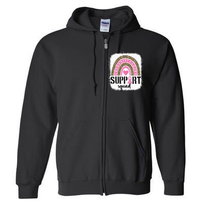 Support Squad Rainbow Pink Warrior Breast Cancer Awareness Full Zip Hoodie