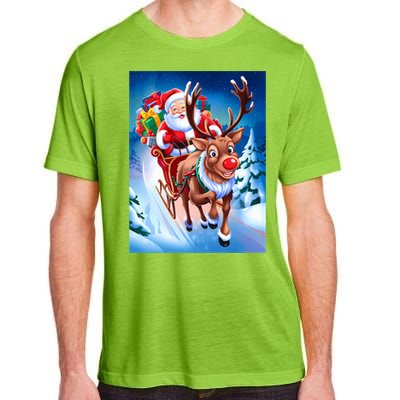 Santa Sleigh Ride Christmas Fun Family Adult ChromaSoft Performance T-Shirt