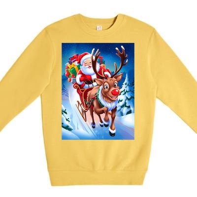 Santa Sleigh Ride Christmas Fun Family Premium Crewneck Sweatshirt