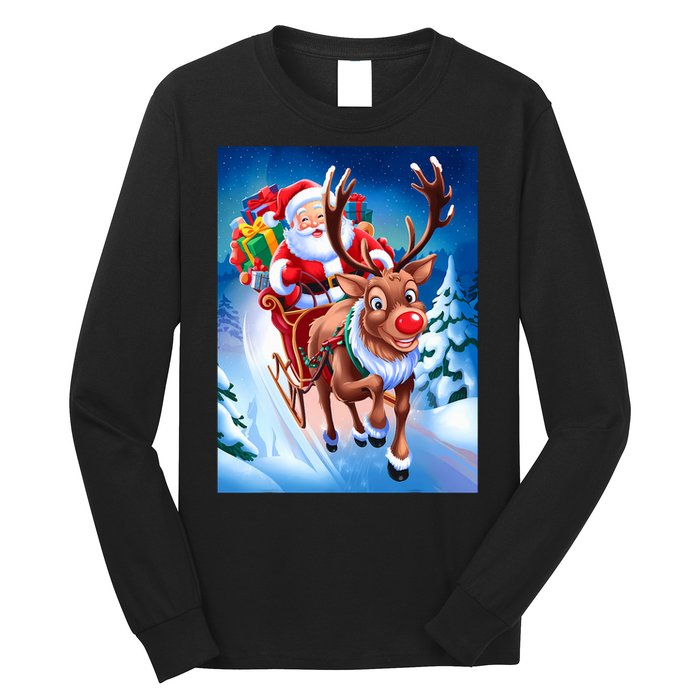 Santa Sleigh Ride Christmas Fun Family Long Sleeve Shirt