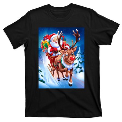 Santa Sleigh Ride Christmas Fun Family T-Shirt