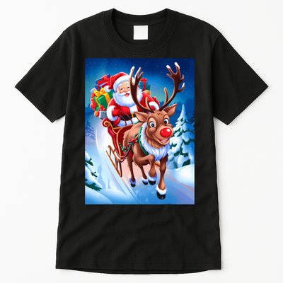 Santa Sleigh Ride Christmas Fun Family Tall T-Shirt