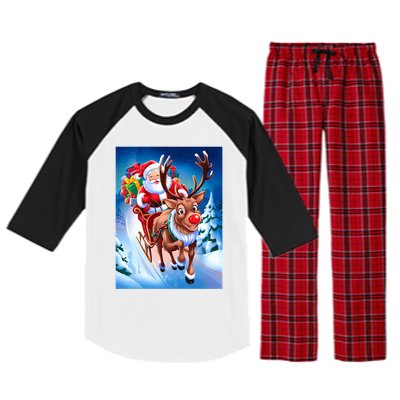 Santa Sleigh Ride Christmas Fun Family Raglan Sleeve Pajama Set