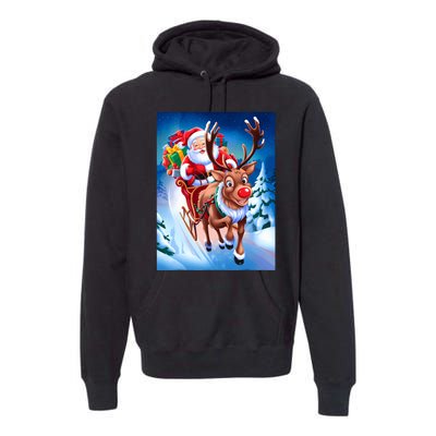 Santa Sleigh Ride Christmas Fun Family Premium Hoodie