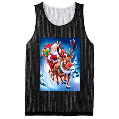 Santa Sleigh Ride Christmas Fun Family Mesh Reversible Basketball Jersey Tank