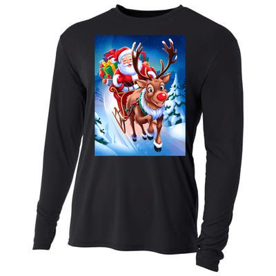 Santa Sleigh Ride Christmas Fun Family Cooling Performance Long Sleeve Crew