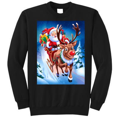 Santa Sleigh Ride Christmas Fun Family Tall Sweatshirt