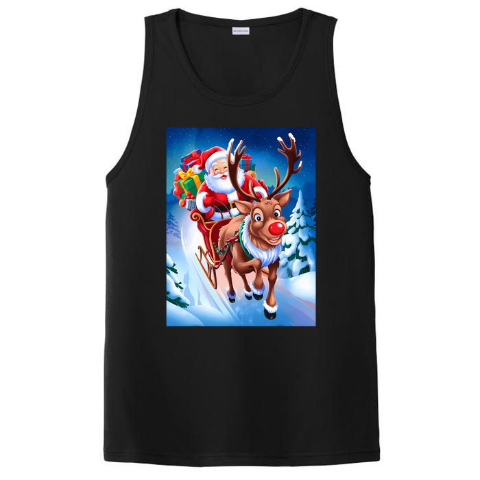 Santa Sleigh Ride Christmas Fun Family PosiCharge Competitor Tank