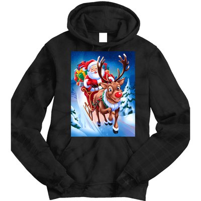 Santa Sleigh Ride Christmas Fun Family Tie Dye Hoodie