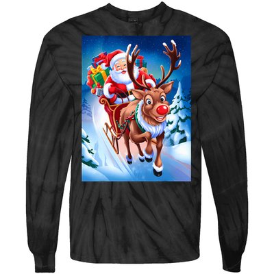 Santa Sleigh Ride Christmas Fun Family Tie-Dye Long Sleeve Shirt