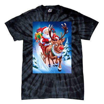 Santa Sleigh Ride Christmas Fun Family Tie-Dye T-Shirt