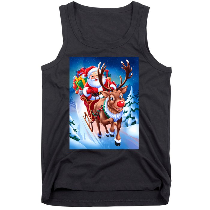 Santa Sleigh Ride Christmas Fun Family Tank Top