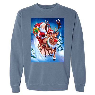 Santa Sleigh Ride Christmas Fun Family Garment-Dyed Sweatshirt