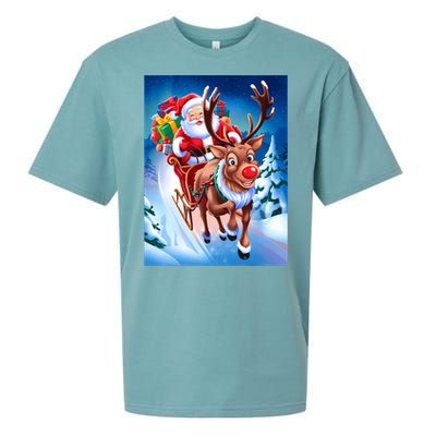 Santa Sleigh Ride Christmas Fun Family Sueded Cloud Jersey T-Shirt