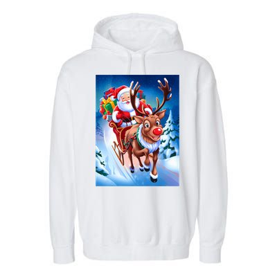 Santa Sleigh Ride Christmas Fun Family Garment-Dyed Fleece Hoodie