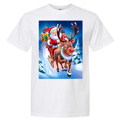 Santa Sleigh Ride Christmas Fun Family Garment-Dyed Heavyweight T-Shirt