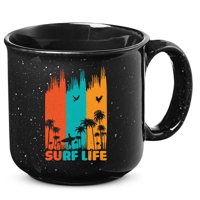 Surfing Surfer Retro Surf Life Summer Palm Tree Family Trip Gift 15oz Campfire Ceramic Mug