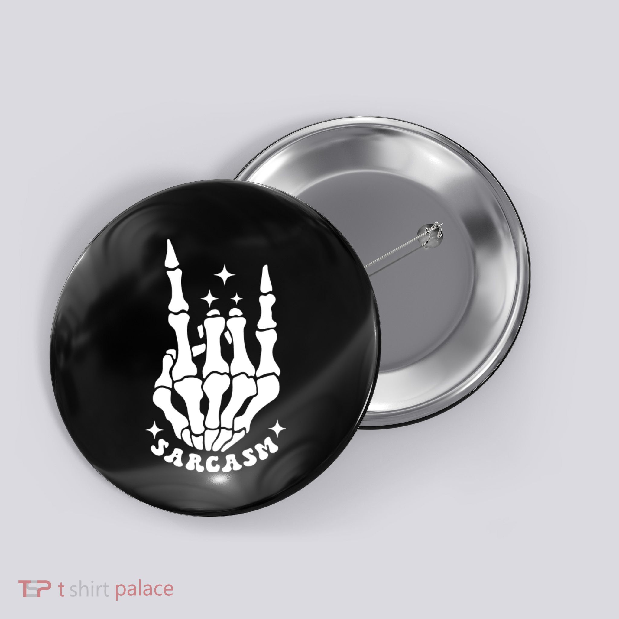 Sarcasm Skeleton Rocking Hand Sign Button