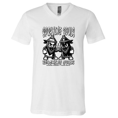 Spraying Souls Reaching Goals – Graffitistyle Art For The Bold And Driven V-Neck T-Shirt