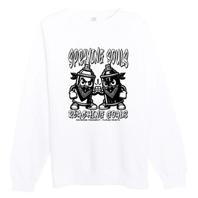 Spraying Souls Reaching Goals – Graffitistyle Art For The Bold And Driven Premium Crewneck Sweatshirt