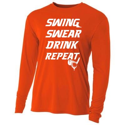 Swing Swear Repeat Golf Golfing Gag Gift Gift Cooling Performance Long Sleeve Crew