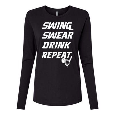 Swing Swear Repeat Golf Golfing Gag Gift Gift Womens Cotton Relaxed Long Sleeve T-Shirt