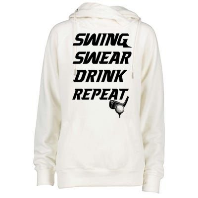 Swing Swear Repeat Golf Golfing Gag Gift Gift Womens Funnel Neck Pullover Hood