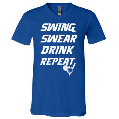 Swing Swear Repeat Golf Golfing Gag Gift Gift V-Neck T-Shirt