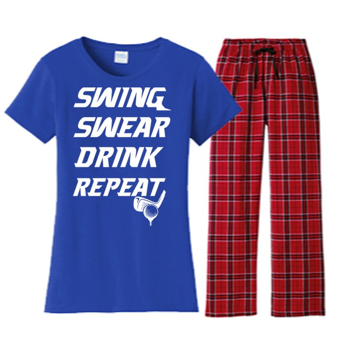 Swing Swear Repeat Golf Golfing Gag Gift Gift Women's Flannel Pajama Set