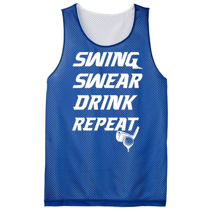 Swing Swear Repeat Golf Golfing Gag Gift Gift Mesh Reversible Basketball Jersey Tank