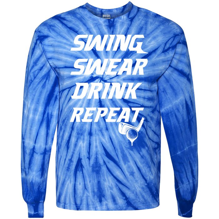 Swing Swear Repeat Golf Golfing Gag Gift Gift Tie-Dye Long Sleeve Shirt