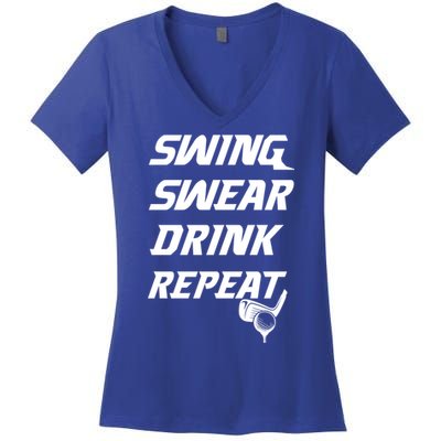 Swing Swear Repeat Golf Golfing Gag Gift Gift Women's V-Neck T-Shirt