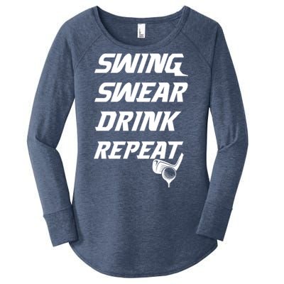 Swing Swear Repeat Golf Golfing Gag Gift Gift Women's Perfect Tri Tunic Long Sleeve Shirt