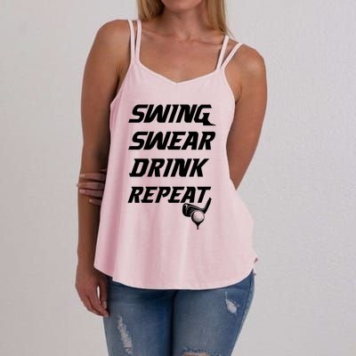 Swing Swear Repeat Golf Golfing Gag Gift Gift Women's Strappy Tank