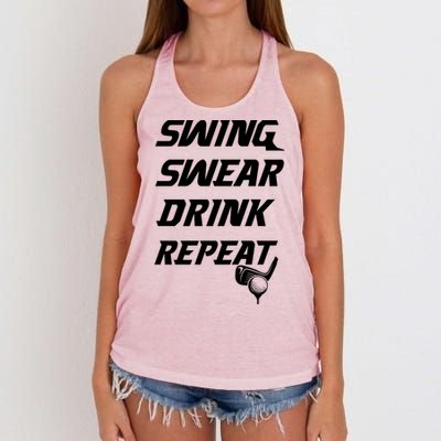 Swing Swear Repeat Golf Golfing Gag Gift Gift Women's Knotted Racerback Tank