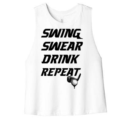 Swing Swear Repeat Golf Golfing Gag Gift Gift Women's Racerback Cropped Tank