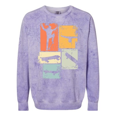 Skater Skateboarder Retro Skateboard Colorblast Crewneck Sweatshirt