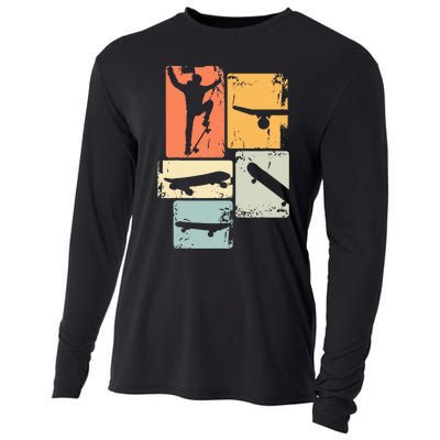 Skater Skateboarder Retro Skateboard Cooling Performance Long Sleeve Crew