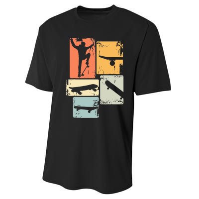 Skater Skateboarder Retro Skateboard Performance Sprint T-Shirt